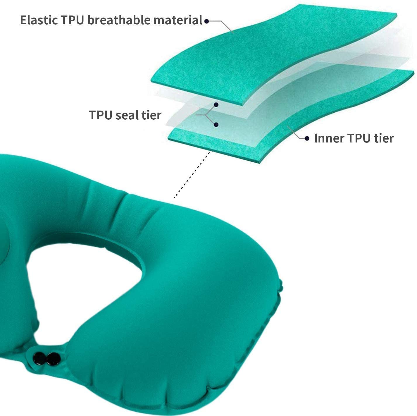 Toomh Inflatable Travel Pillow for Airplane - Self Pumping U-Shaped Neck Support Pillow, Compact & Lightweight Head Cushion for Long Flights, Car Rides, Camping and Office Napping