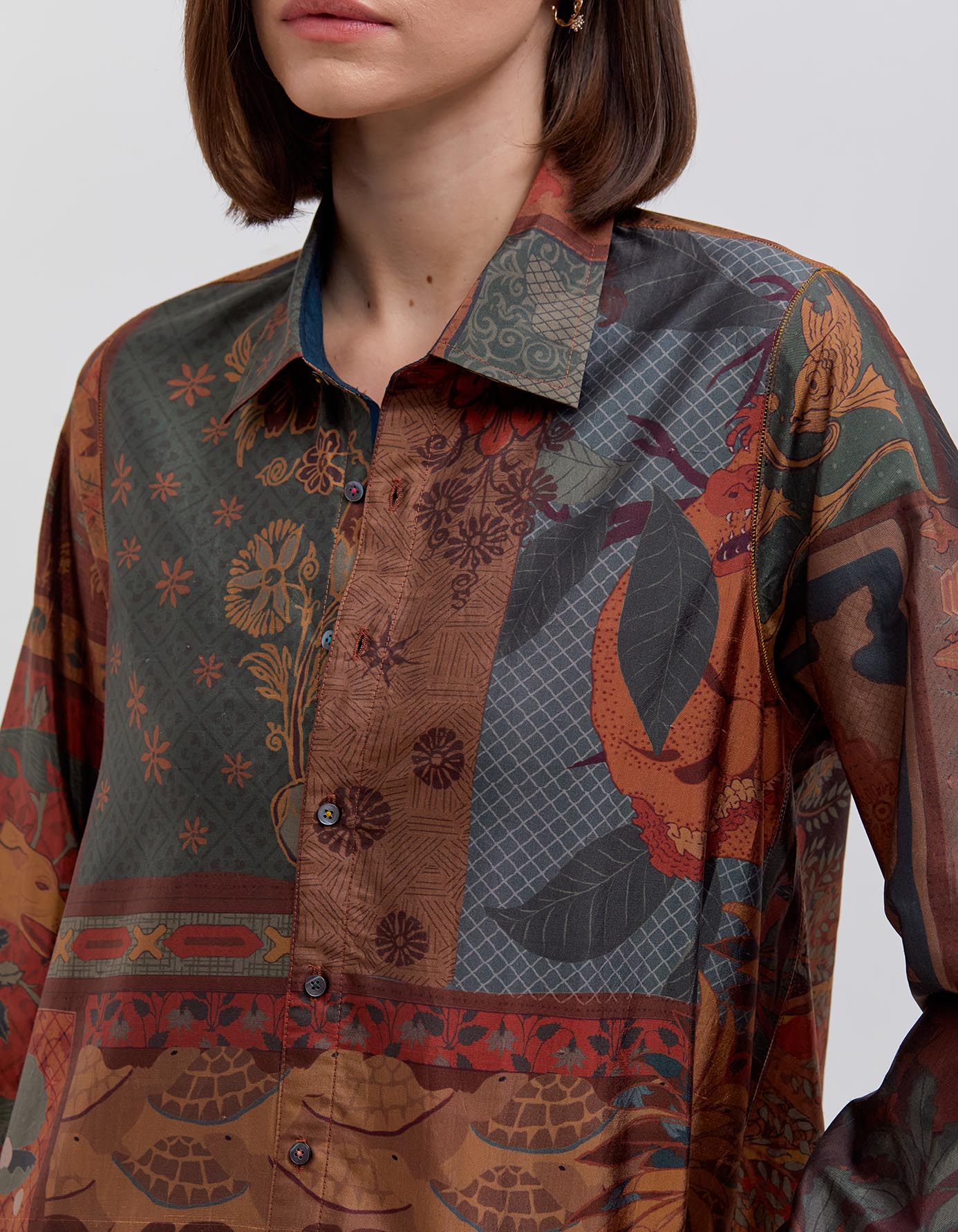 Premium Oversized Silk Dupion Shirt in Terracotta - Elegant & Comfortable Blouse for Women, Perfect for Office Wear, Casual Outings & Special Occasions