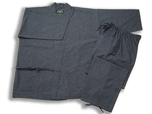 Bunjin Lattice Pattern Samue Japanese Traditional Workwear for Men - Comfortable Cotton Outfit for Meditation, Tea Ceremony & Zen Gardening