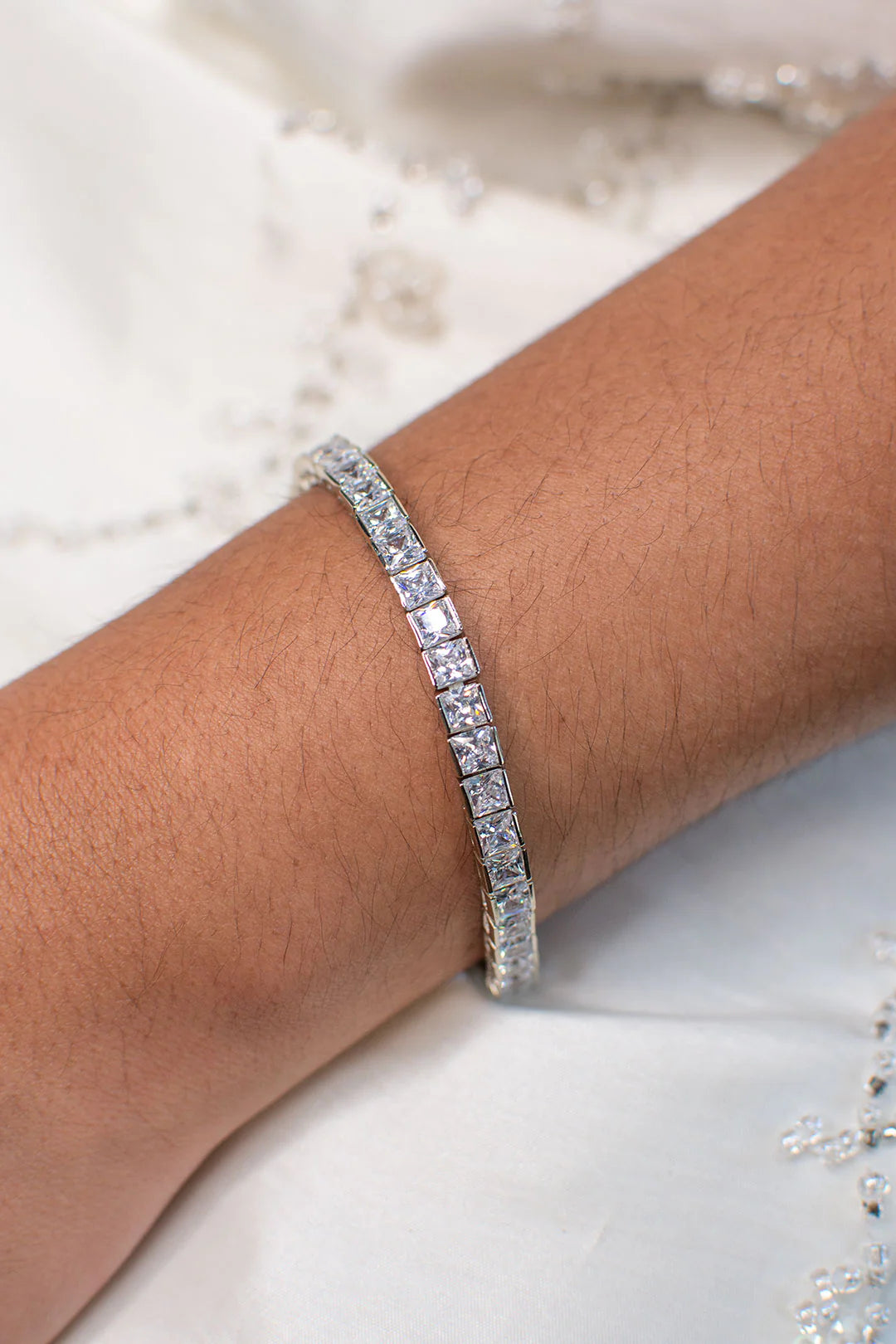 Lilibeth Elegant Square Cut Crystal Wedding Tennis Bracelet for Brides - Perfect for Bridal Showers, Weddings & Special Occasions