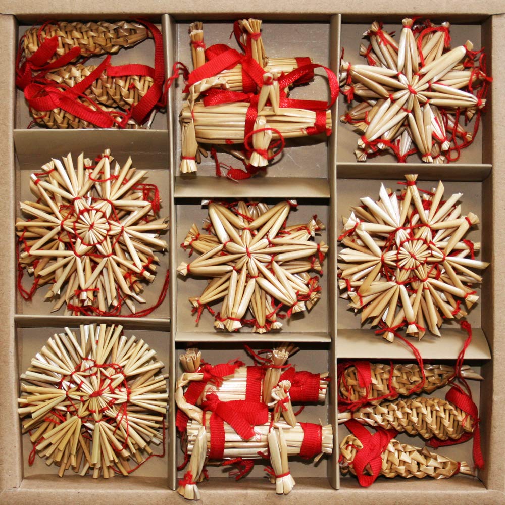 35-Piece Assorted Straw Ornaments Set - DIY Christmas Tree Decorations, Holiday Party Favors & Home Craft Supplies for Seasonal Celebrations