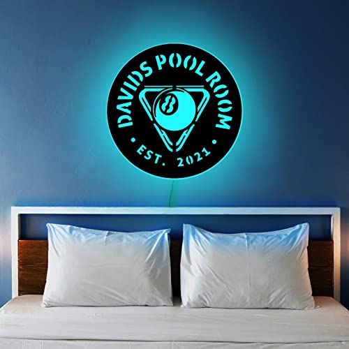 Custom Personalized Billiard Room Decor - LED Neon Wall Art Signs for Pool Table & Game Room - Perfect for Man Cave, Sports Bar & Home Theater Decor