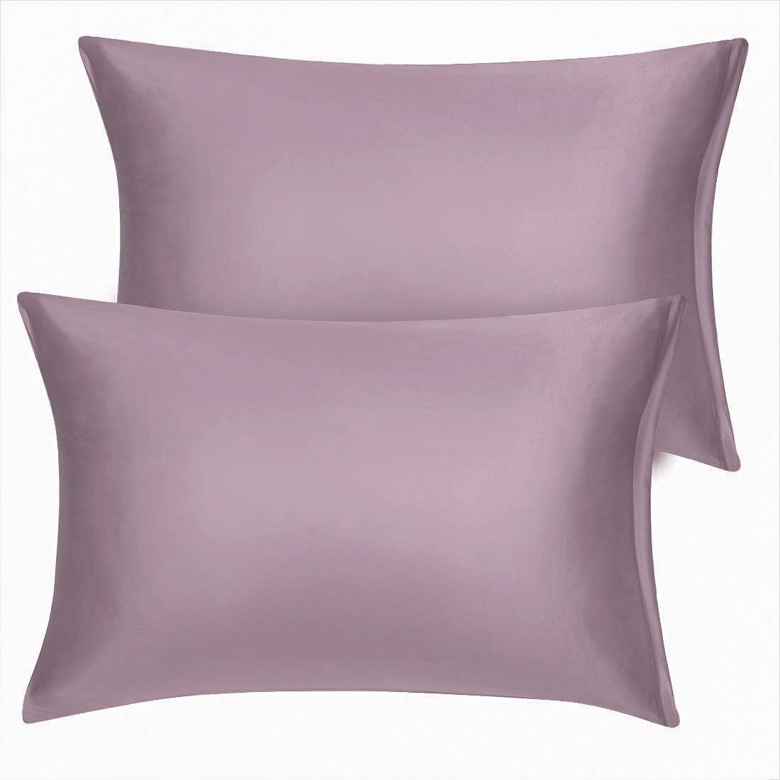 Luxury Queen Satin Pillowcase Set of 2 with Zipper - Super Soft Silky Pillow Covers 21x31 Inches in Mauve for Bedroom, Hotel, and Gift Giving