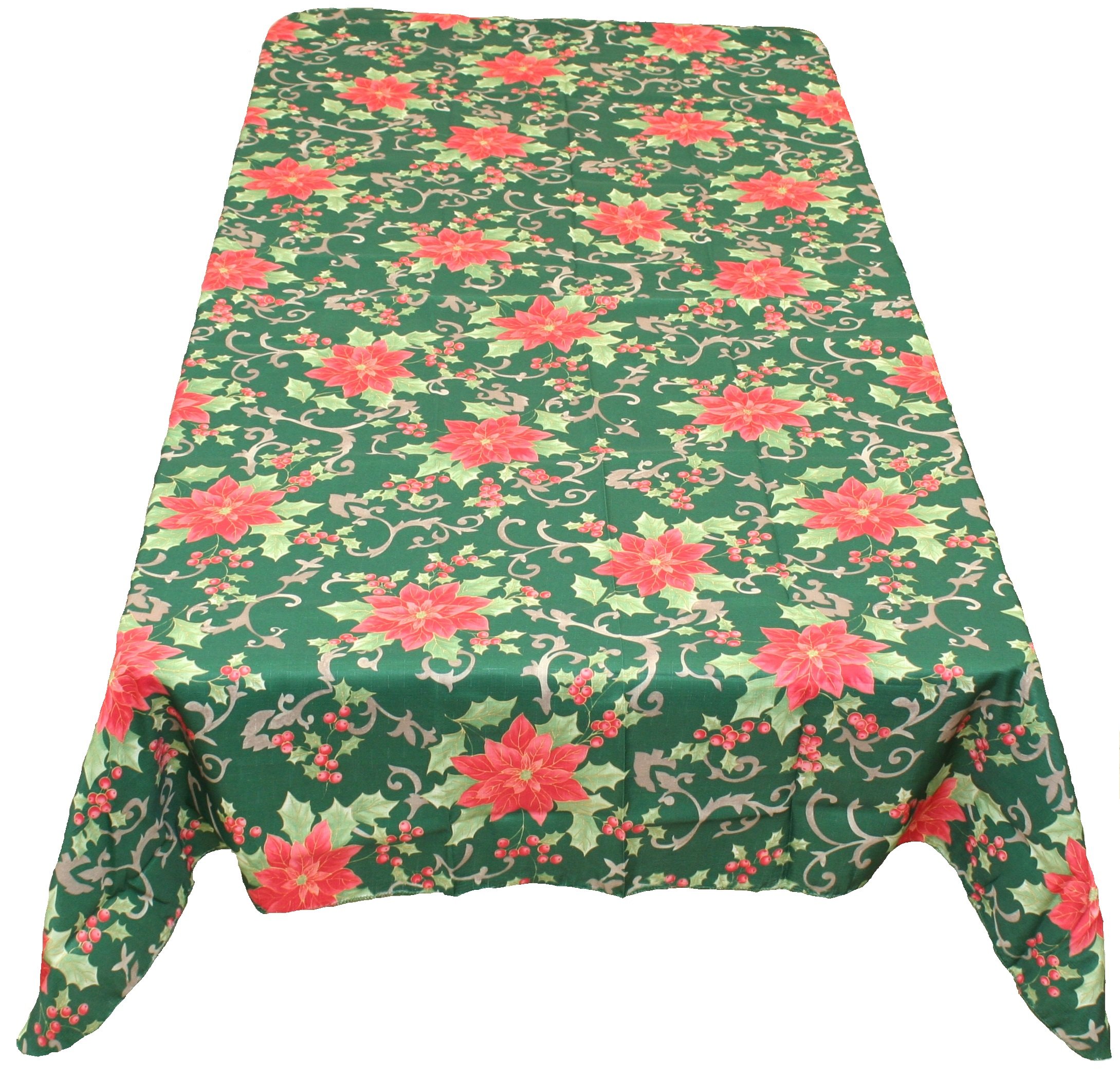 Festive Poinsettia Christmas Tablecloth 60x104 Inch - Holiday Dining Decor for Parties, Family Gatherings & Seasonal Home Decor