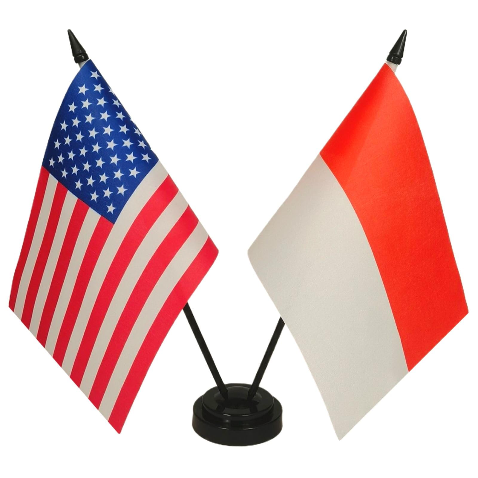 Mini USA & Indonesia Friendship Desk Flags Set - American & Indonesian Miniature Table Flags for Office, Home Decor, Diplomatic Gifts - Perfect for International Events, Cultural Displays & Patriotism