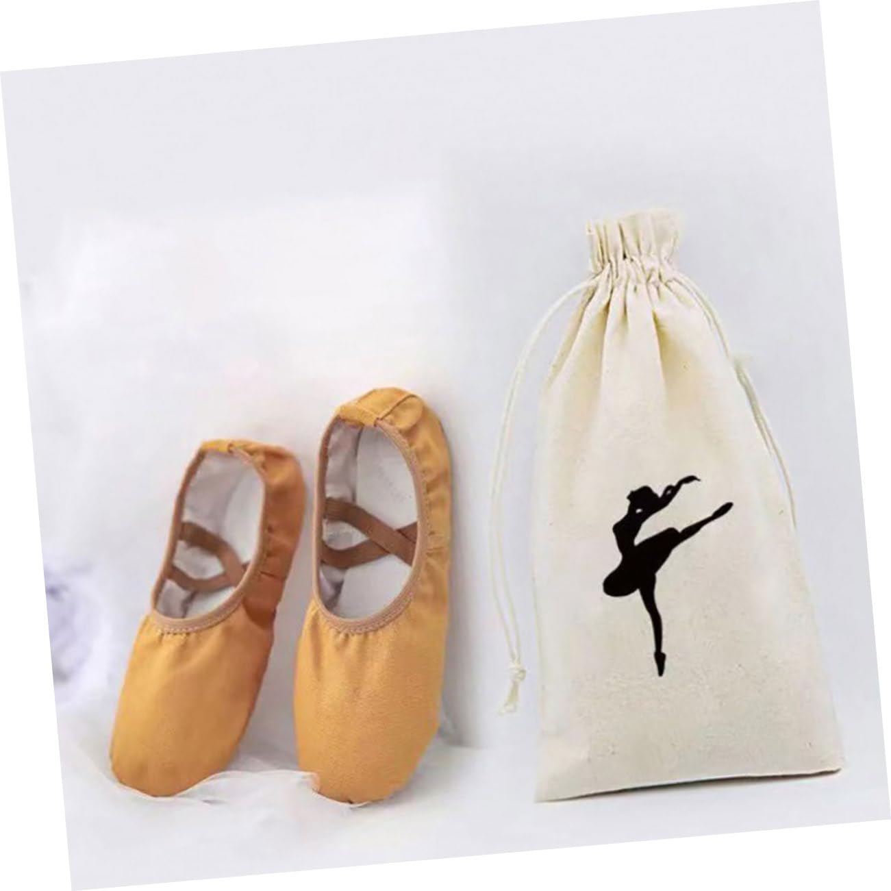 WHAMVOX Cute Ballet Dance Bag for Women & Girls - Washable Canvas Shoe Storage Pouch with Dancer Pattern - Perfect for Dance Classes, Rehearsals & Gym Essentials