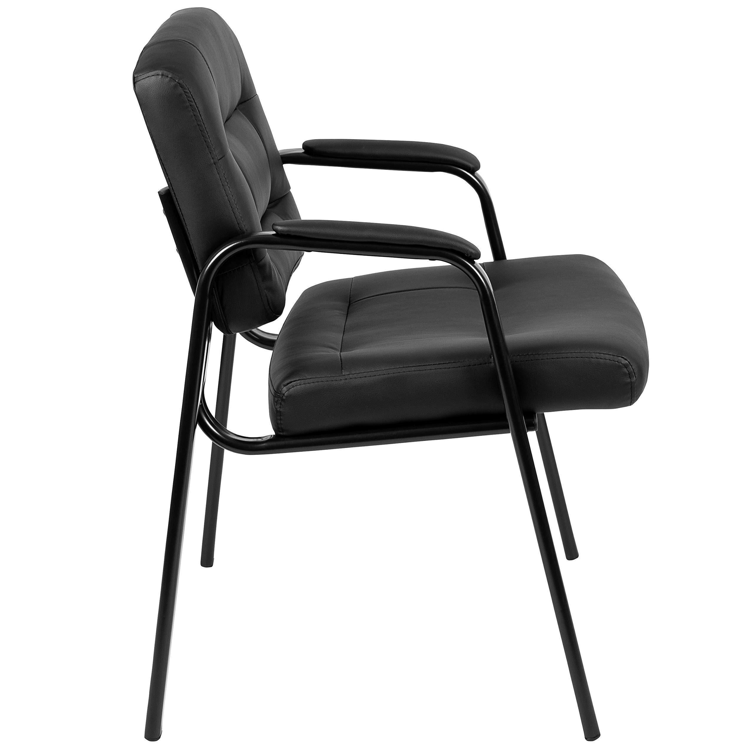 Premium Black LeatherSoft Executive Reception Chair - Ergonomic Guest Chair for Office, Lobby & Waiting Room - Comfortable Seating for Visitors & Clients