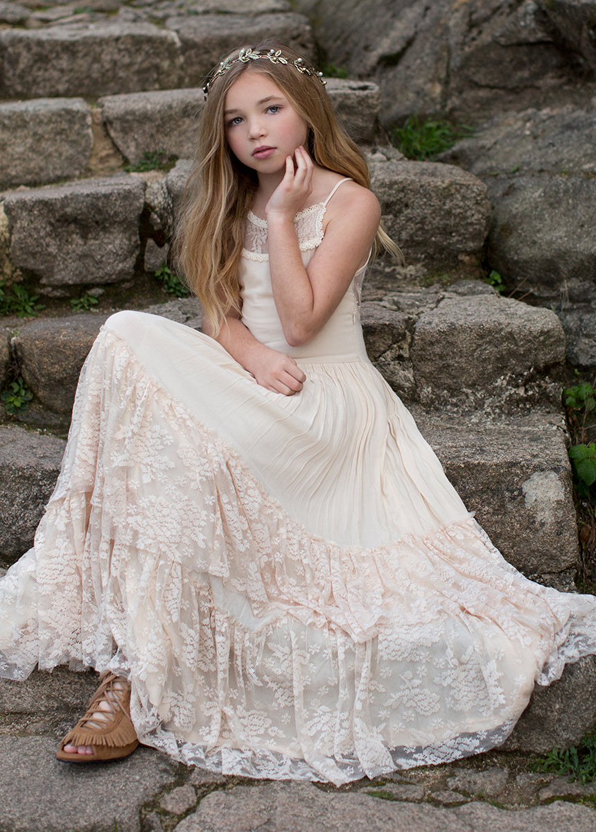 Elegant Catrin Dress in Ecru - Women's Boho Chic Linen Summer Dress for Beach, Wedding & Vacation