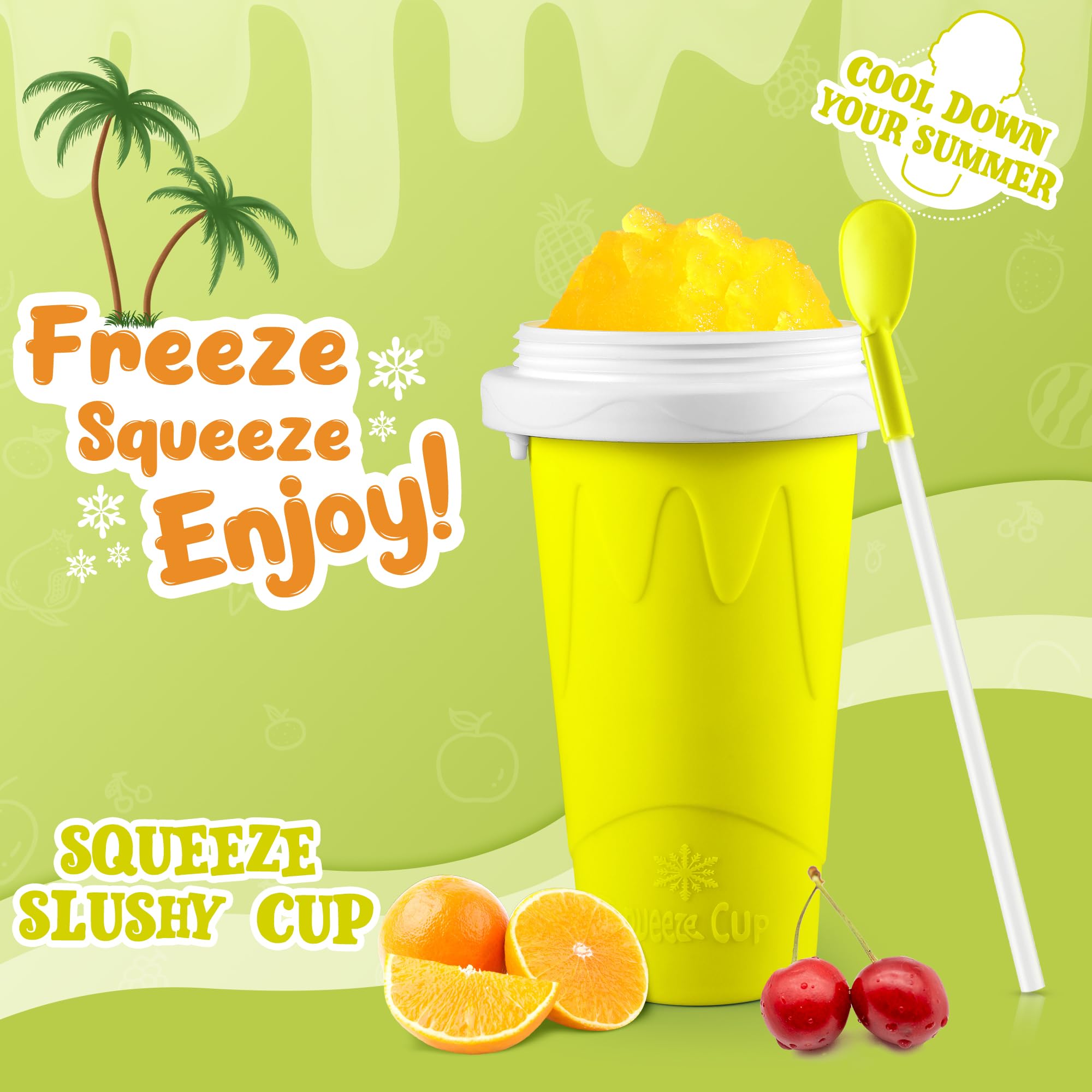 Tgosomt Slushy Cup - TikTok Viral Frozen Magic Slushie Maker for Kids & Adults | DIY Ice Cream & Frozen Drinks Maker | Fun Summer Cool Gadget (Yellow) - Perfect for Pool Parties, BBQs & Backyard Fun