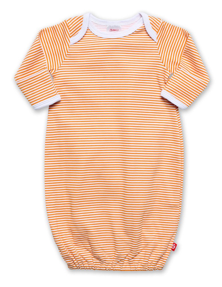 Zutano Candy Stripe Baby Gown - Soft Cotton Infant Sleepwear, Orange | Perfect for Newborns & Toddlers, Ideal for Nursery, Bedtime & Hospital Visits