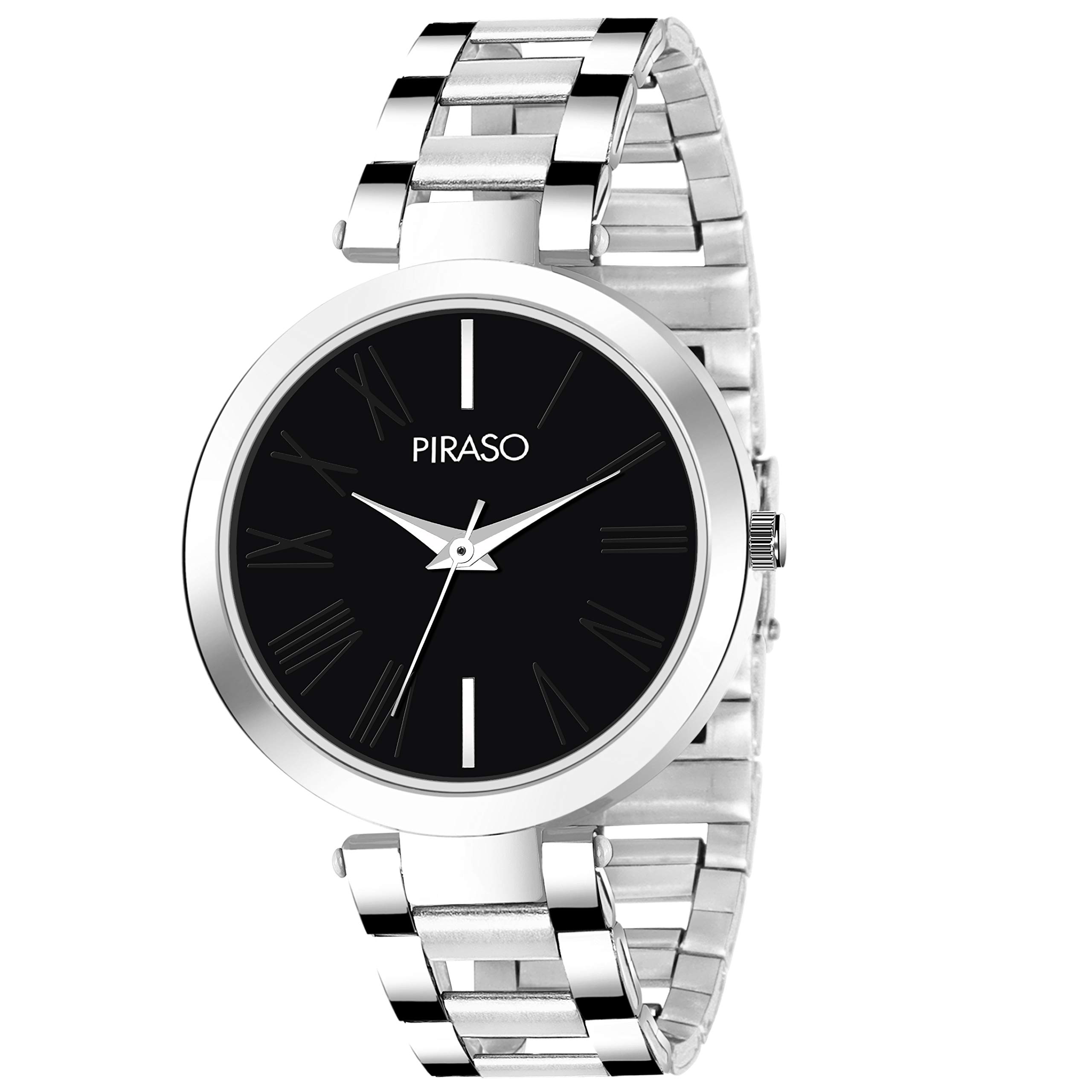 PIRASO Elegant Stainless Steel Chain Watch for Women - Fashionable Ladies Wristwatch with Adjustable Bracelet, Perfect for Daily Wear, Office, Parties & Special Occasions