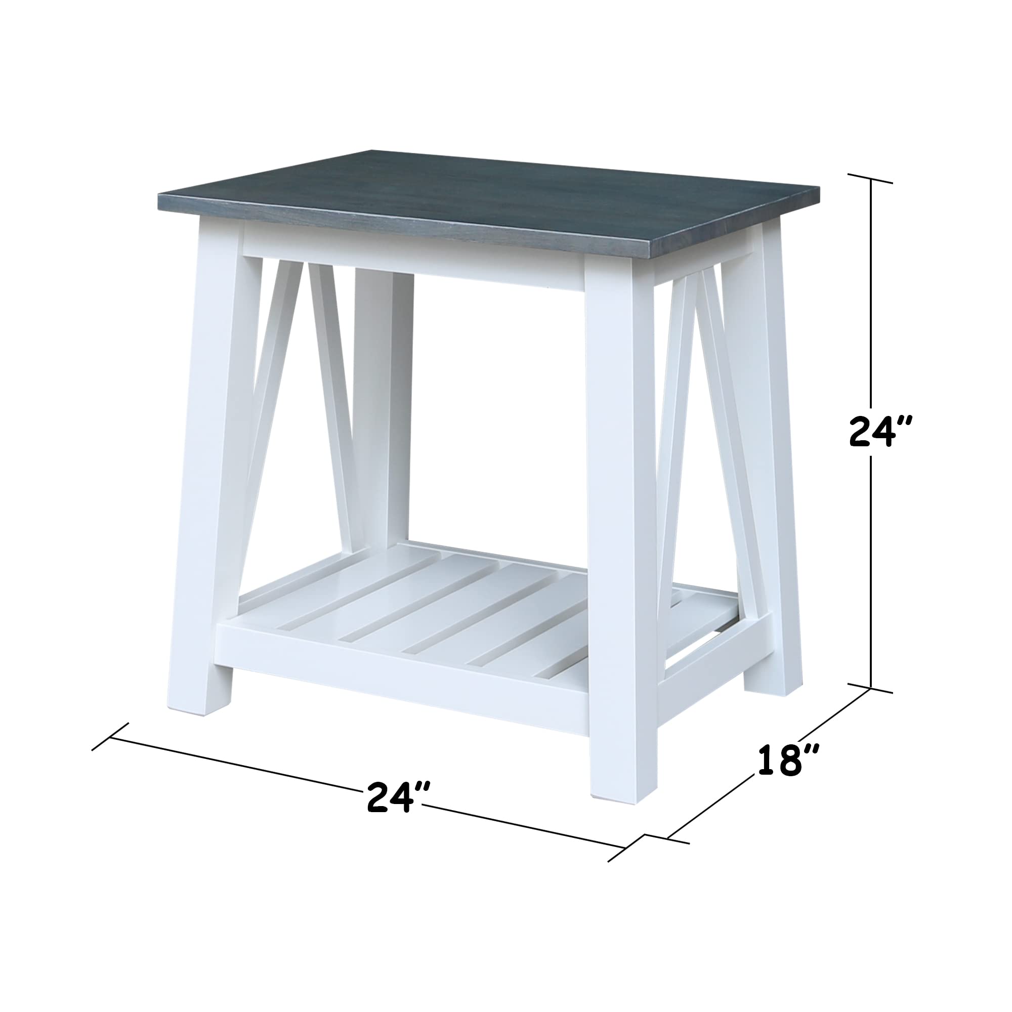 IC International Concepts Surrey End Table - Modern Accent Side Table with Heather Gray & White Finish | Sturdy & Easy Assembly | Perfect for Living Room, Bedroom, Office or Dorm Decor | Nightstand, Coffee Table & Home Furnishing Solution