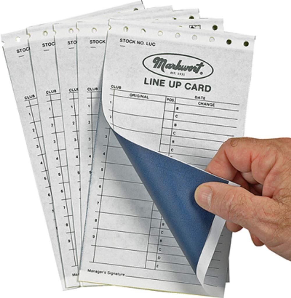 Baseball and Softball Lineup Cards - 1 Original + 3 Carbon Copies - 9 Player Spots with Substitutes - 12 per Pack - Perfect for Coaches, Scorekeepers, and Team Managers - Ideal for Games, Practices, and Tournaments