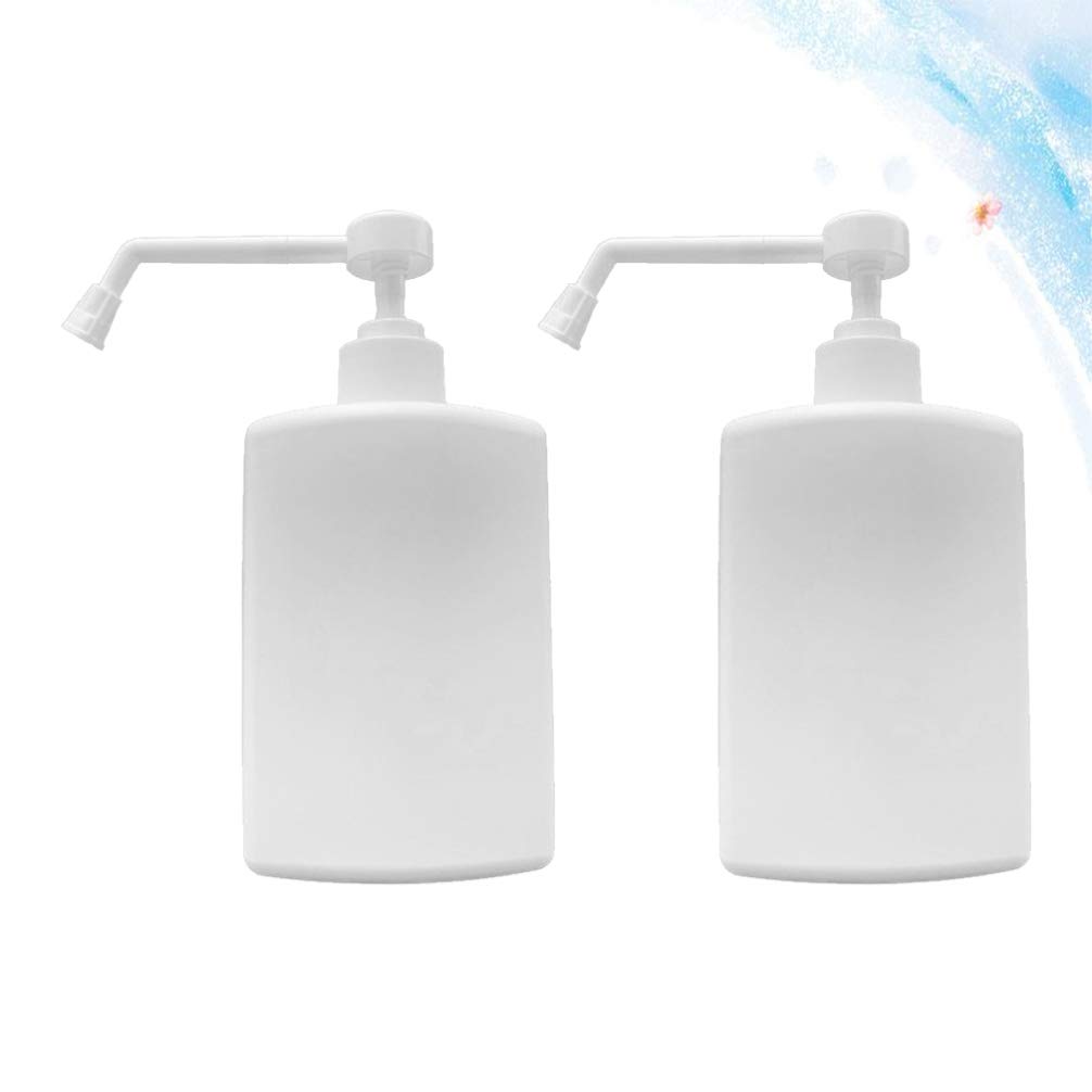 Healifty 2 Pack Long Nozzle Empty Pump Bottles with Cow Straws - Fine Mist Sprayer for Lotion, Hand Soap & Jewelry Making - White Plastic Dispenser Bottles for Home, Salon, and DIY Crafts