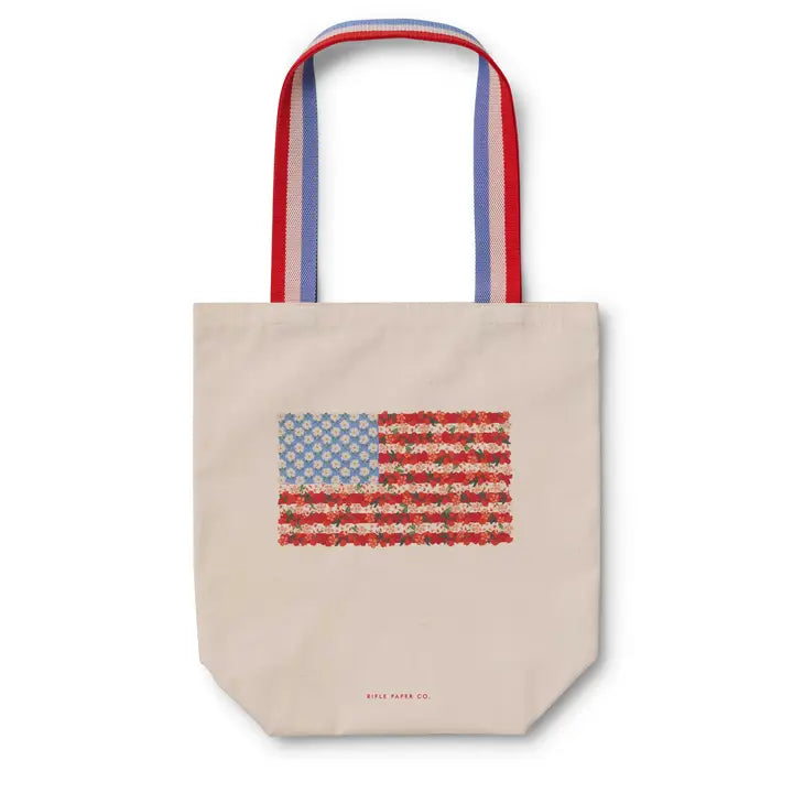 Americana Canvas Tote Bag - Stylish & Durable Reusable Shopping Tote for Groceries, Beach, Work & Travel - Eco-Friendly Cotton Carryall with Long Handles