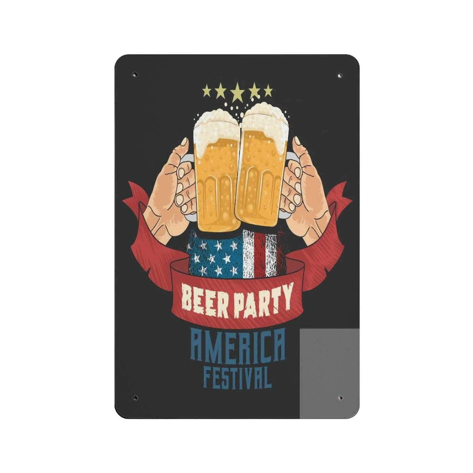 Vintage Retro Beer Party Cheers American Flag Metal Tin Sign - 12x8 Inch Rustic Wall Decor for Home Bar, Garage, Diner & Cafe - Funny Pub Art, Man Cave Decor, Perfect Gift for Beer Lovers