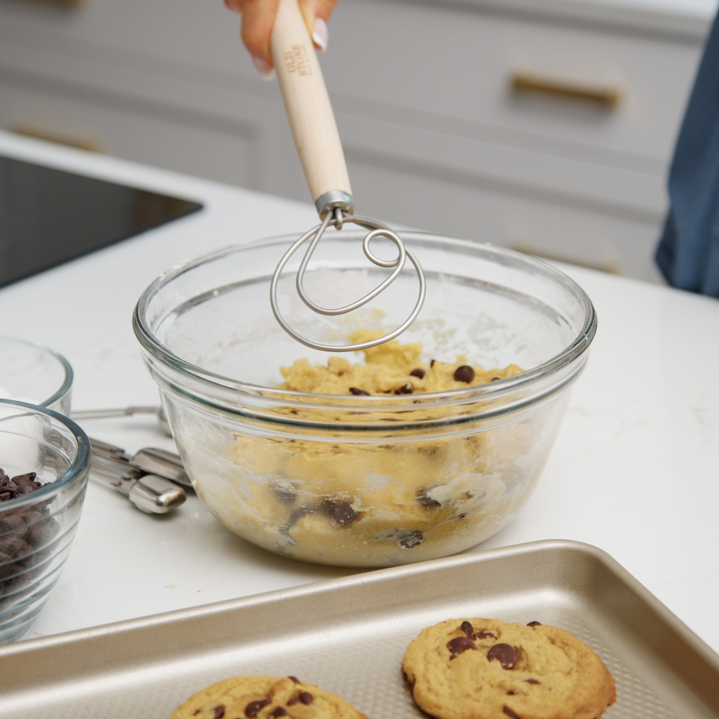 11.5 Inch Stainless Steel Dough Whisk - Heavy Duty Kitchen Mixing Tool for Bread, Pizza & Pastry Dough - Perfect for Baking, Cooking & Meal Prep