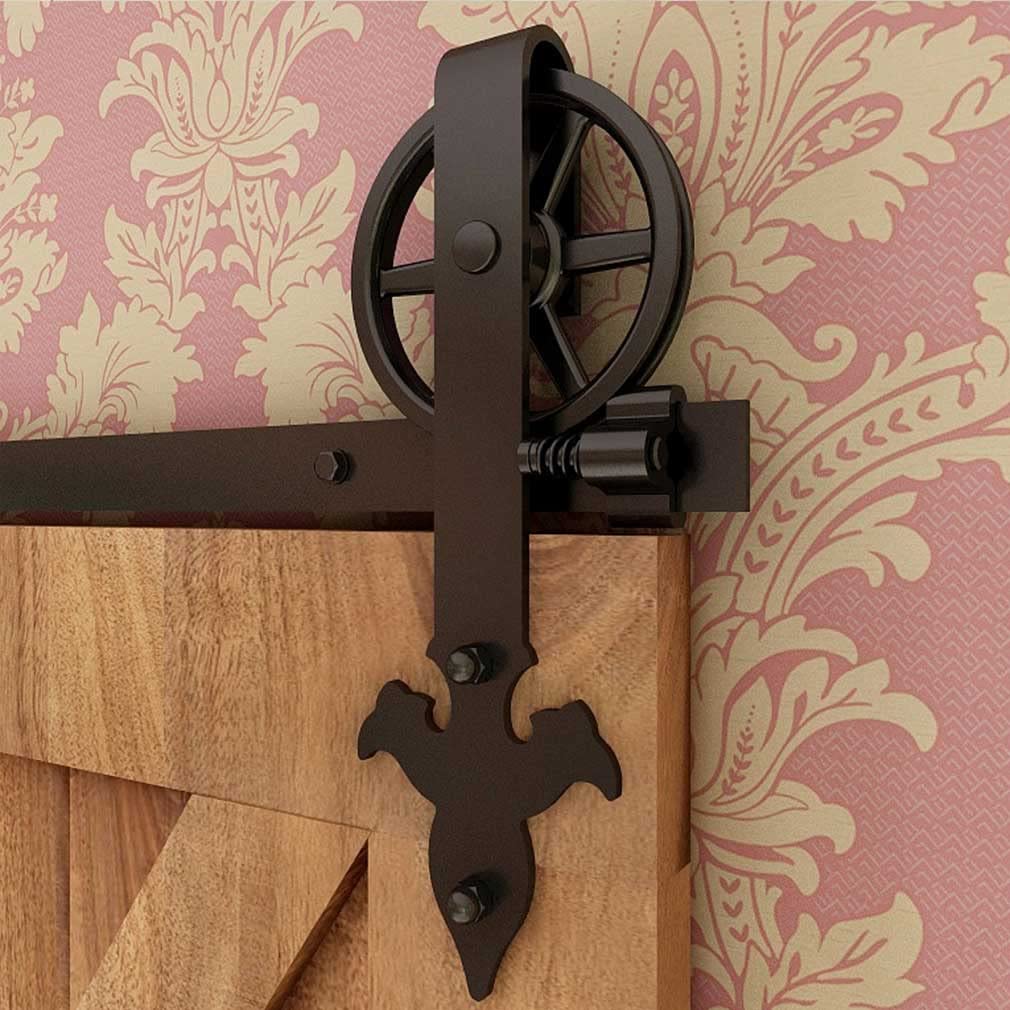 CCJH 12.6FT Heavy Duty Sliding Barn Door Hardware Kit - Smooth & Quiet Operation, Easy Installation for 75.6