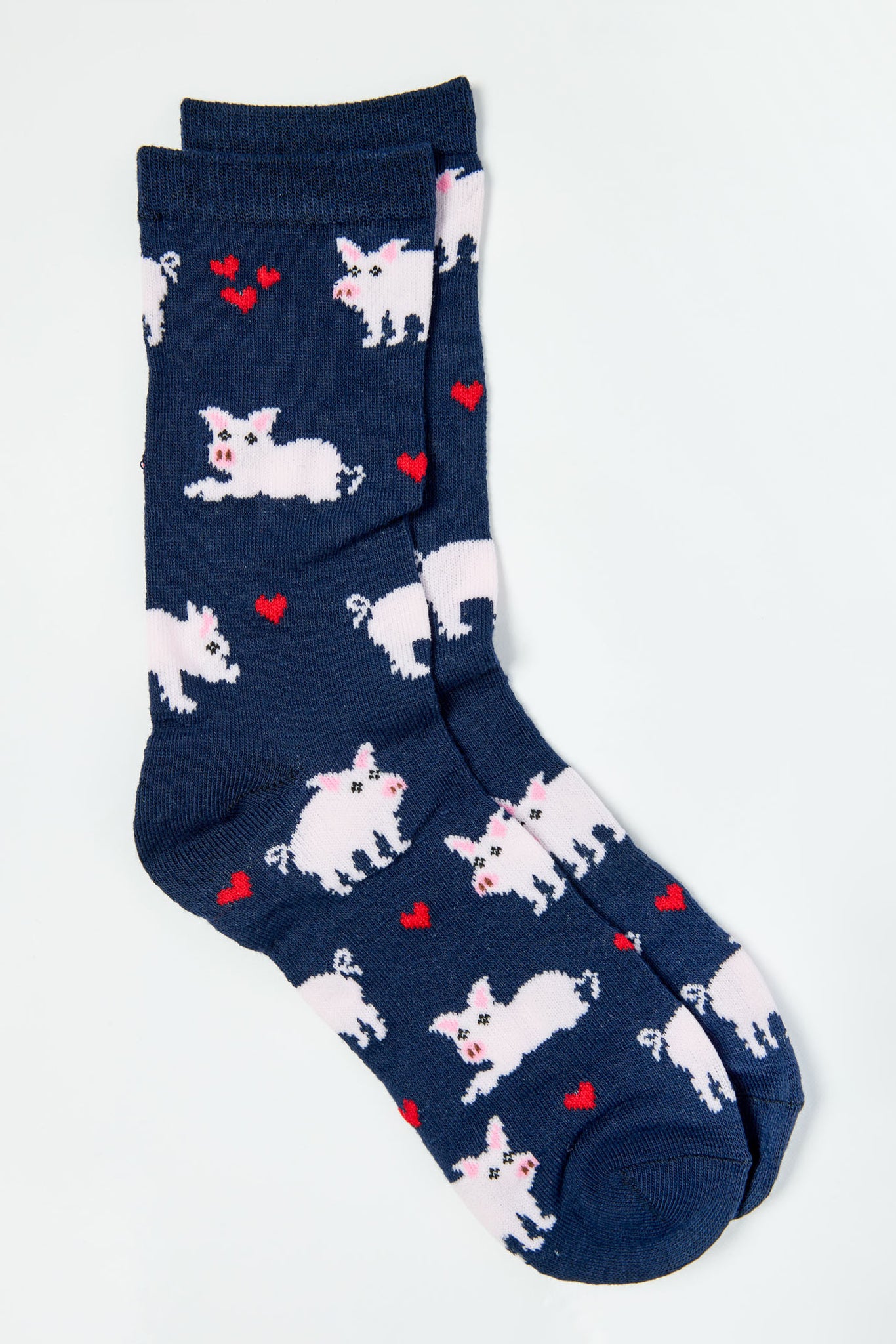 Cute Piggy Heart Socks for Women - Soft Comfortable Novelty Animal Print Crew Socks - Perfect Gift for Valentine's Day, Christmas & Everyday Wear