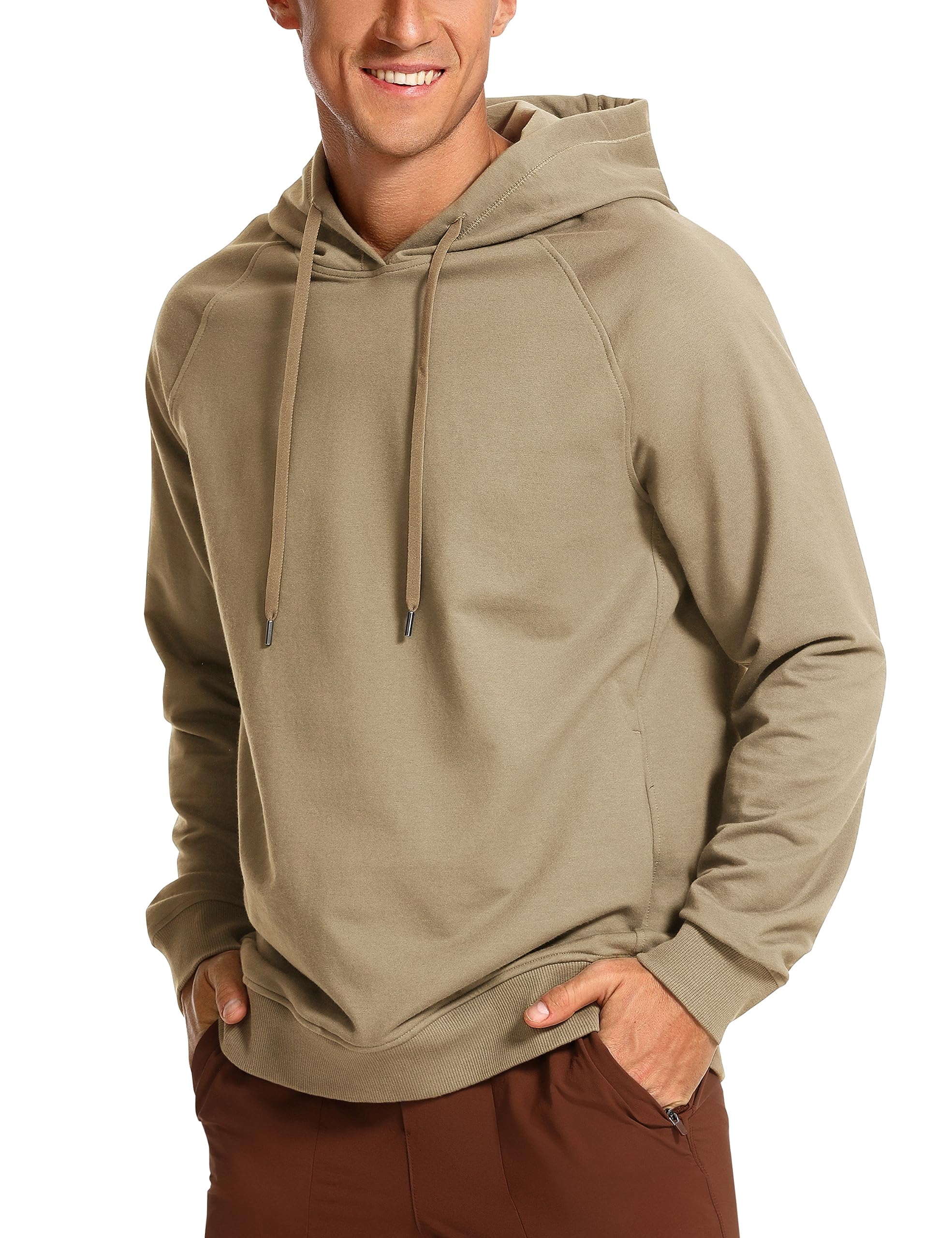 CRZ YOGA Men's French Terry Hooded Sweatshirt - Athletic Pullover Hoodie with Pocket for Workout, Gym & Casual Wear | Breathable & Comfortable Yoga Apparel for Running, Training & Everyday Use