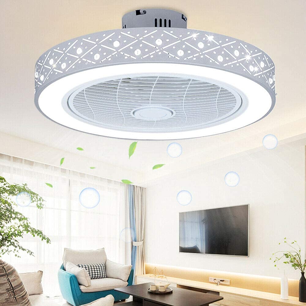 22-inch Dimmable LED Ceiling Fan with Remote - Pineapple Bead Cage Design, Adjustable Brightness for Bedroom, Living Room & Office - Energy Efficient Quiet Cooling Fan with Modern Lighting