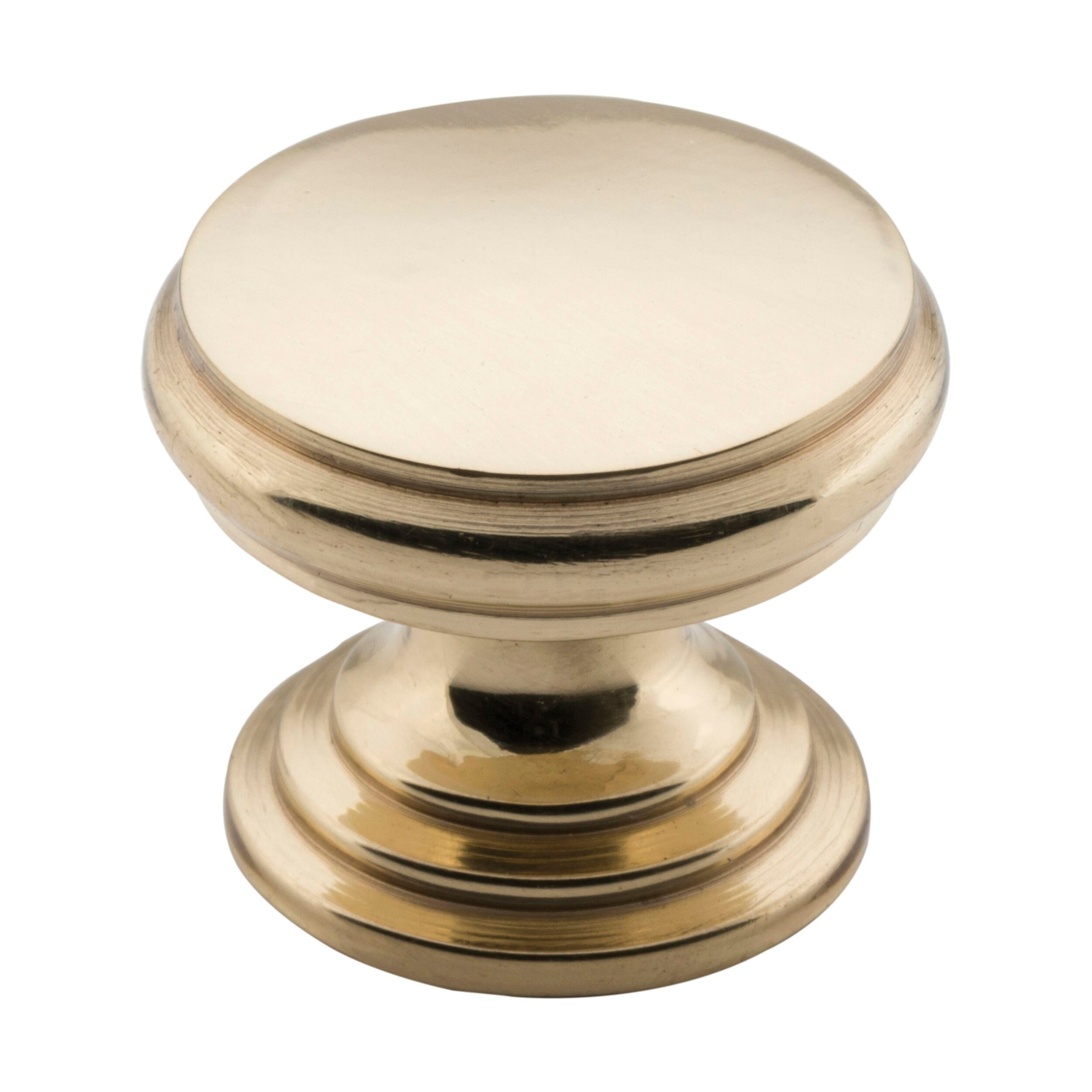 3679 Flat Polished Brass Cabinet Knob - D25xP20mm - Perfect for Kitchen Cabinets, Dressers & Furniture Hardware Upgrade