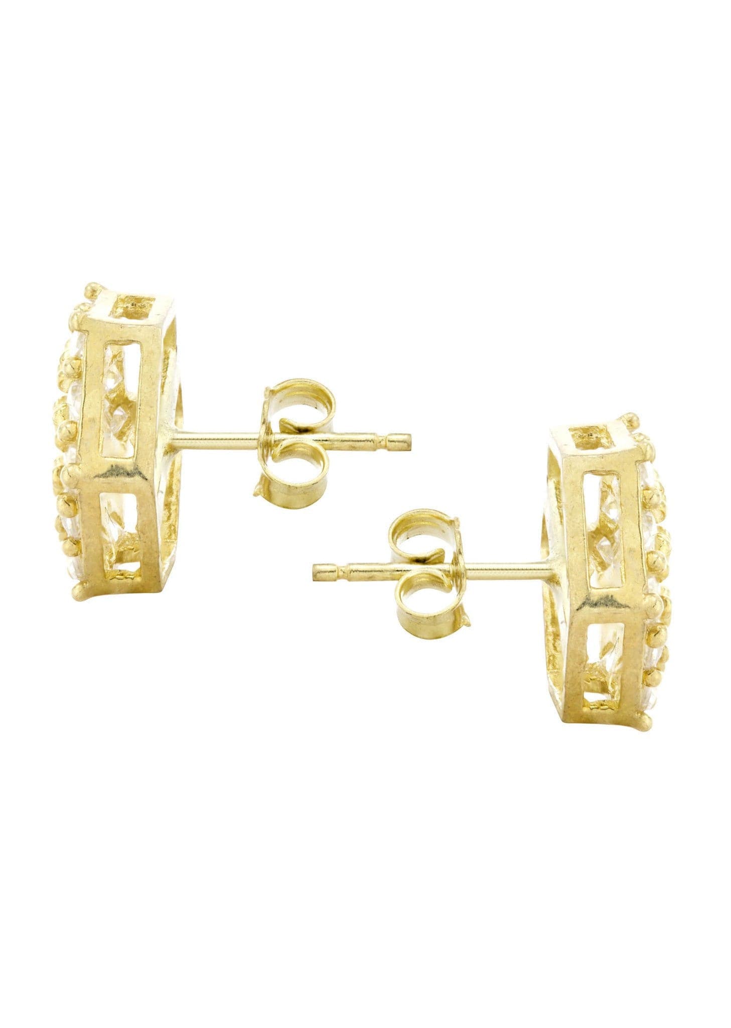10K Yellow Gold CZ Stud Earrings - 0.5 Inch Round Cubic Zirconia Studs for Women | Perfect for Everyday Wear, Parties & Special Occasions