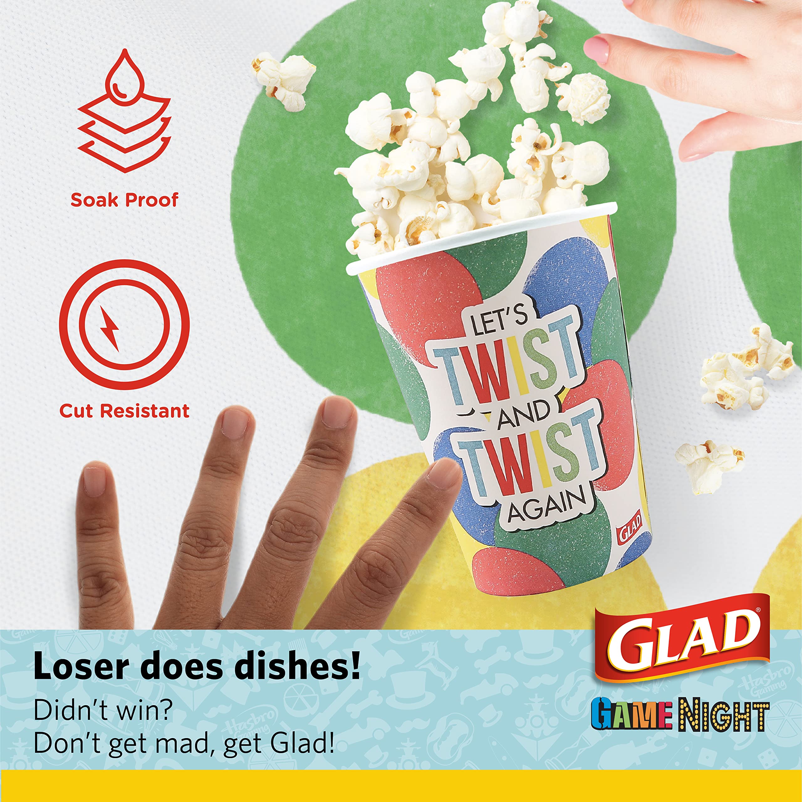 **Glad Game Night Twister Disposable Paper Cups – 12 oz, 20 Count | Classic Board Game Party Supplies for Family Game Night, Kids Birthday & Outdoor Gatherings**
