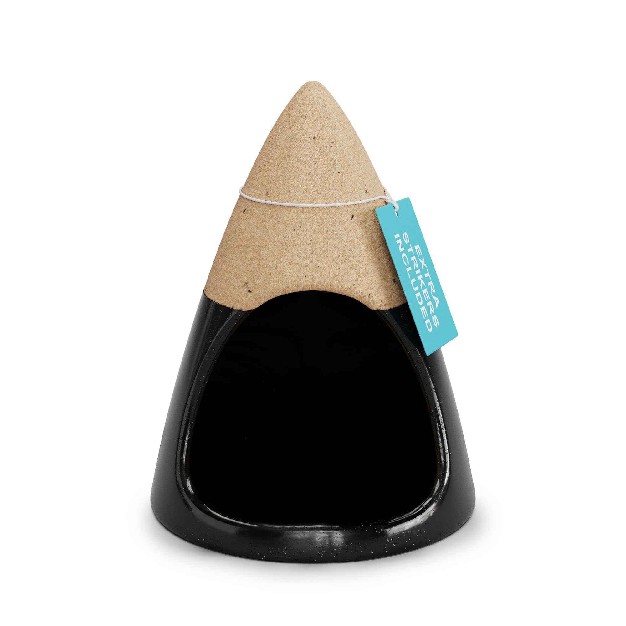 Kazzu Ceramic Match Holder with Striker - Decorative Matchstick Dispenser for Fireplace, Candles & Kitchen (Matches Sold Separately) | Rustic Home Decor & Useful Fire Starter Accessory