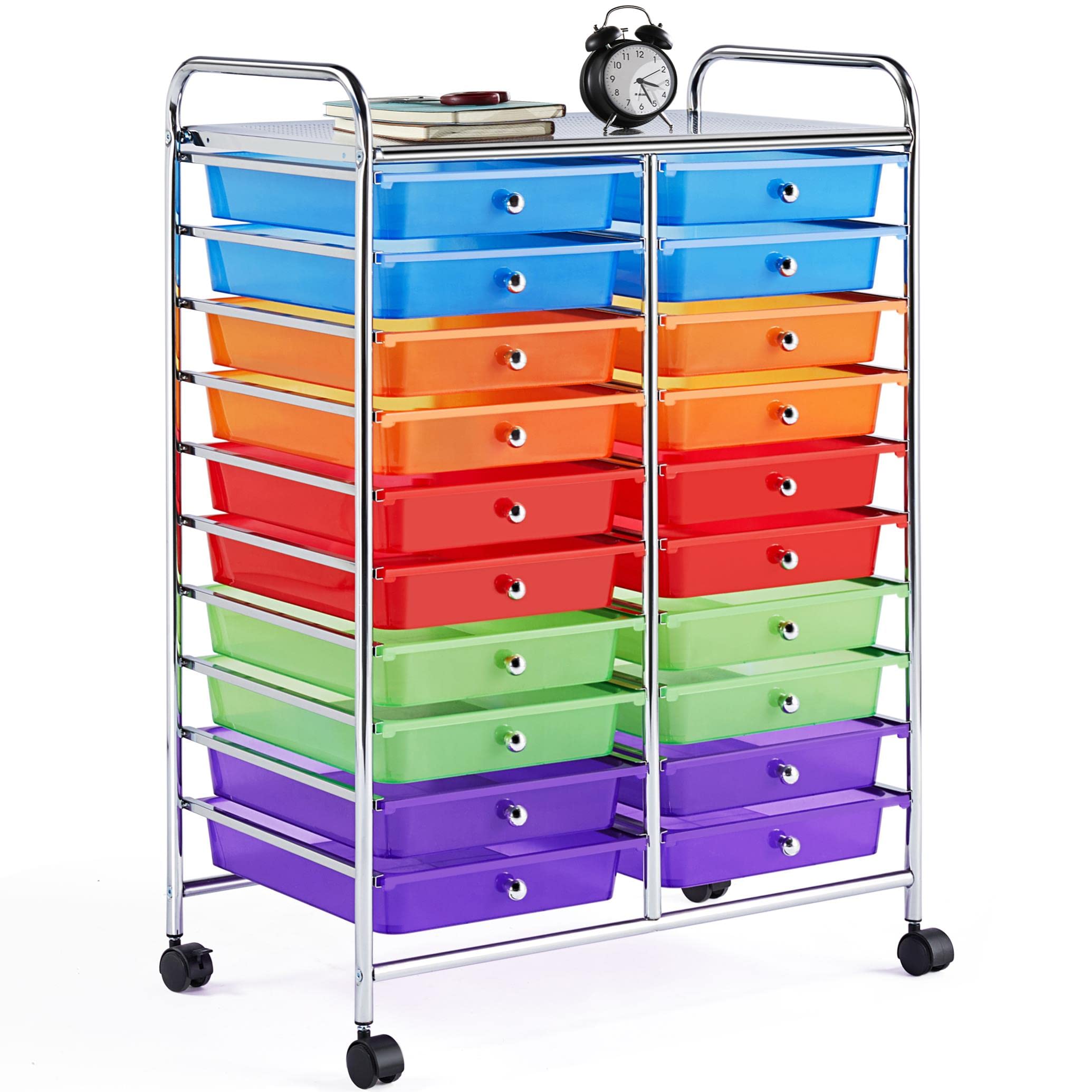 Yaheetech 20-Drawer Rolling Storage Cart with Wheels - Multipurpose Mobile Organizer for Craft Supplies, Tools, Office & Home Organization - Perfect for Scrapbooking, Art Studio, Garage & Classroom Use