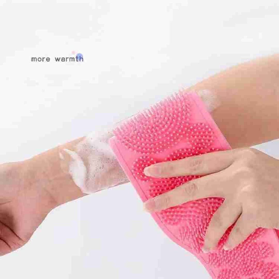 Wizart Creation Silicone Back Scrubber Bath Brush - Exfoliating Shower Brush for Dead Skin Removal - Double Sided Scrubber Belt for Men & Women - Easy to Clean & Lathers Well - Multicolor (Pack of 1) - Perfect for Deep Cleansing & Relaxing Spa Experience at Home