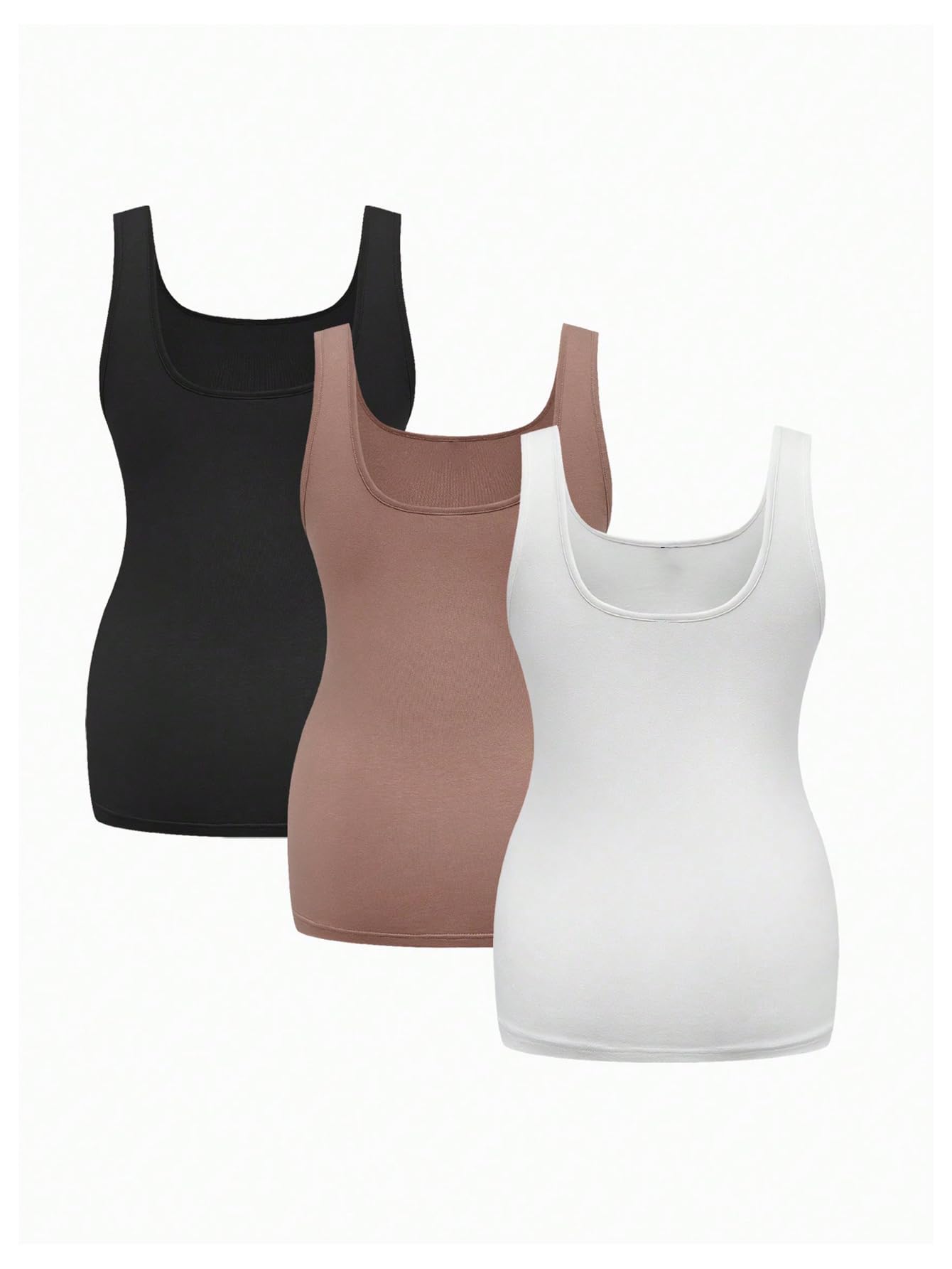 SOLY HUX Women's Maternity Tank Tops 3-Pack - Soft Stretchy Scoop Neck Sleeveless Shirts for Pregnancy, Nursing & Yoga - Breathable Comfort for Workouts, Lounge & Everyday Wear