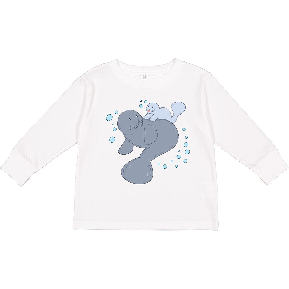 Cute Manatees with Bubbles Toddler Long Sleeve T-Shirt | Soft Cotton Kids Shirt | Perfect for Playdates & Family Outings