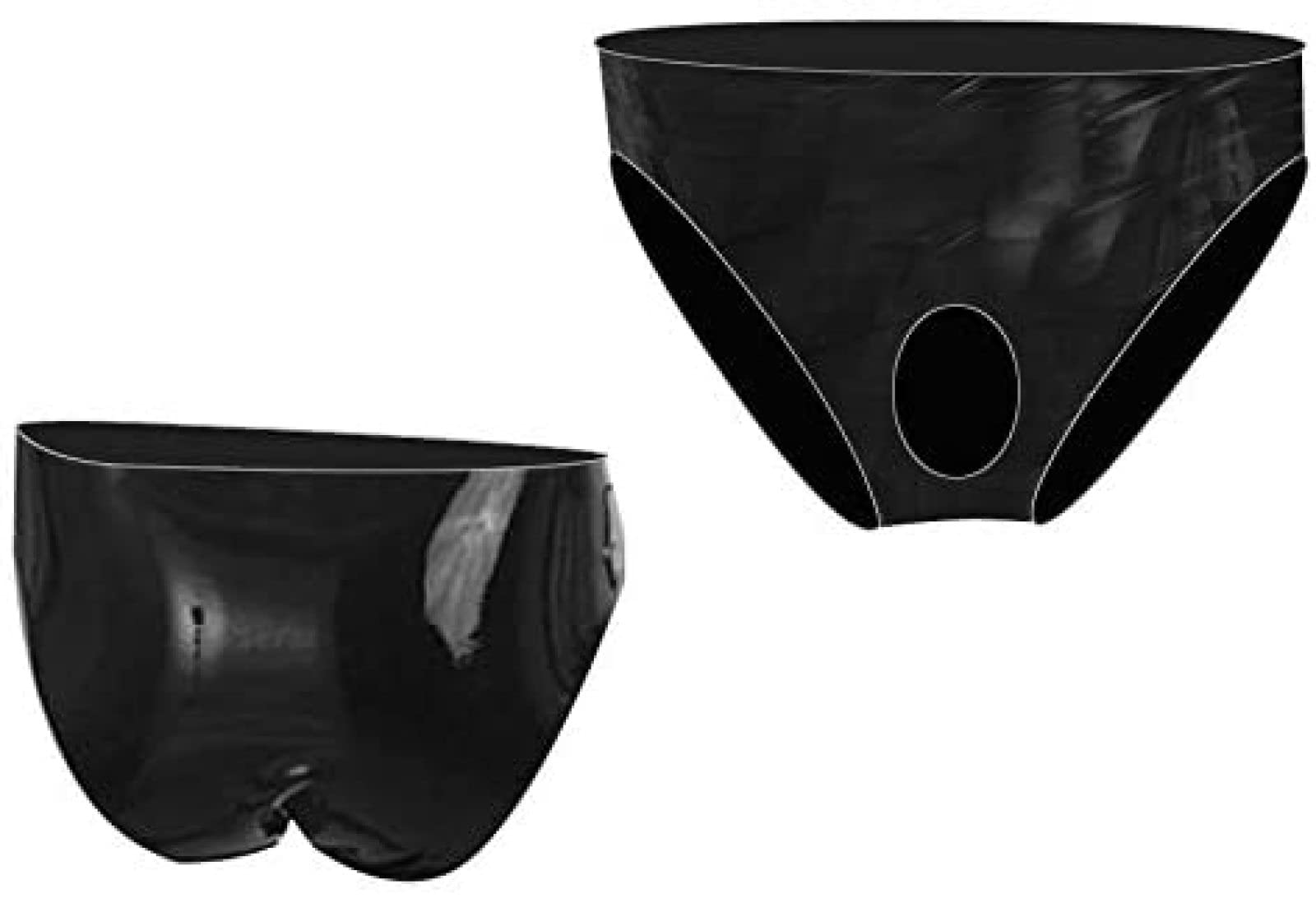 Men's Latex Fetish Underwear with Cock Ring - Black Rubber Briefs for BDSM, Fetish Wear & Role Play - Medium Size for Comfortable Fit