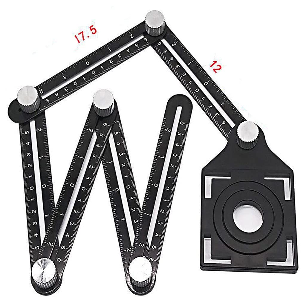 Universal Ceramic Tile Hole Locator - 6-Fold Stainless Steel Multifunctional Masonry Tile Ruler Tool (2 Pack) - Perfect for DIY Home Renovation & Professional Tile Installation