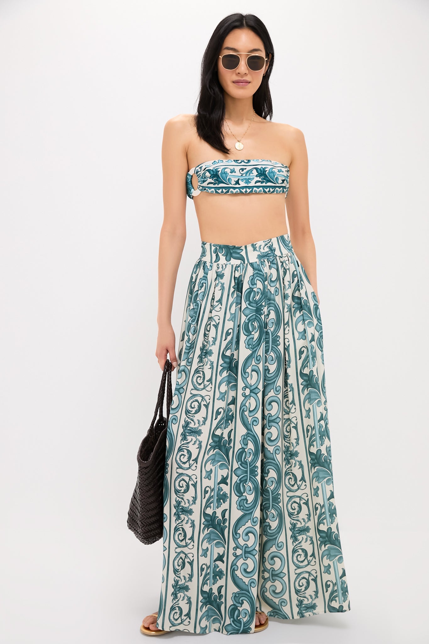Blue Hera High Slit Maxi Skirt for Women - Elegant Boho Flowy Long Skirt for Summer, Beach, Party & Casual Wear