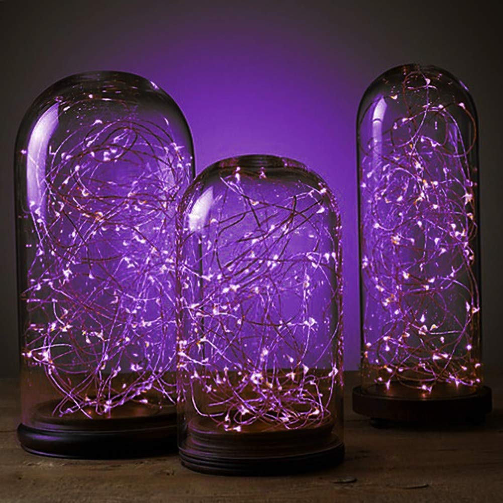 Twinkle Star 2 Pack 33ft 100 LED Battery Operated String Lights with Remote & Timer - 8 Lighting Modes, Purple Fairy Lights for Halloween, Garden Party, Indoor Decor, Bedroom, Wedding, Christmas Tree & Outdoor Landscape Lighting