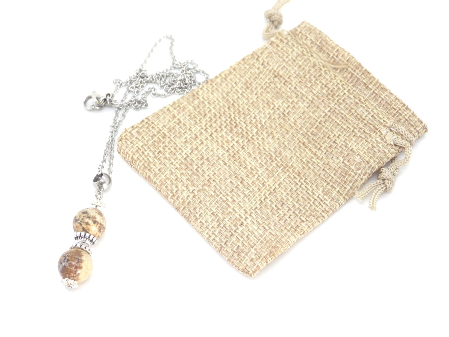 Women's Brown Jasper Bead & Tibetan Bead Pendant Necklace – Elegant Boho Jewelry for Everyday Wear and Special Occasions