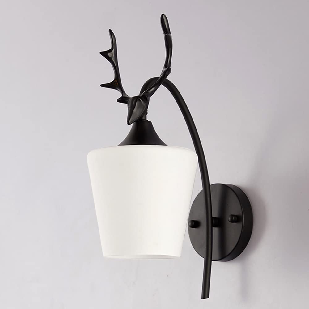 Zongshengshop Deer Head Wall Lamp - Modern Black Wall Light for Kitchen, Living Room, Bedroom, Bedside, Dining Room & Corridor | Indoor Home Decor Lighting | Perfect for Cozy Ambiance & Wall Decoration