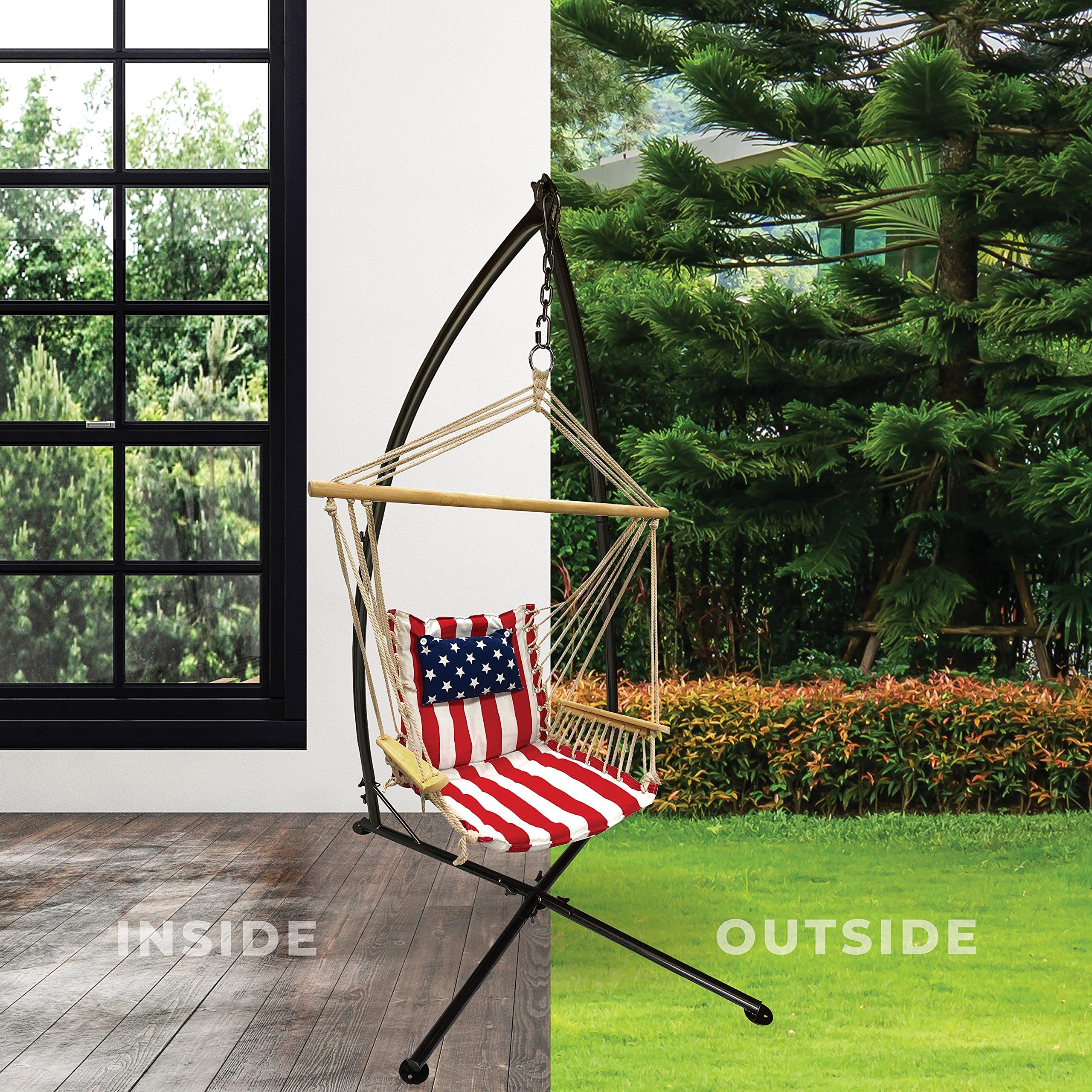 Backyard Expressions Heavy Duty Hammock Swing Stand for Indoor & Outdoor Use - Perfect for Porch, Patio, Garden Relaxation