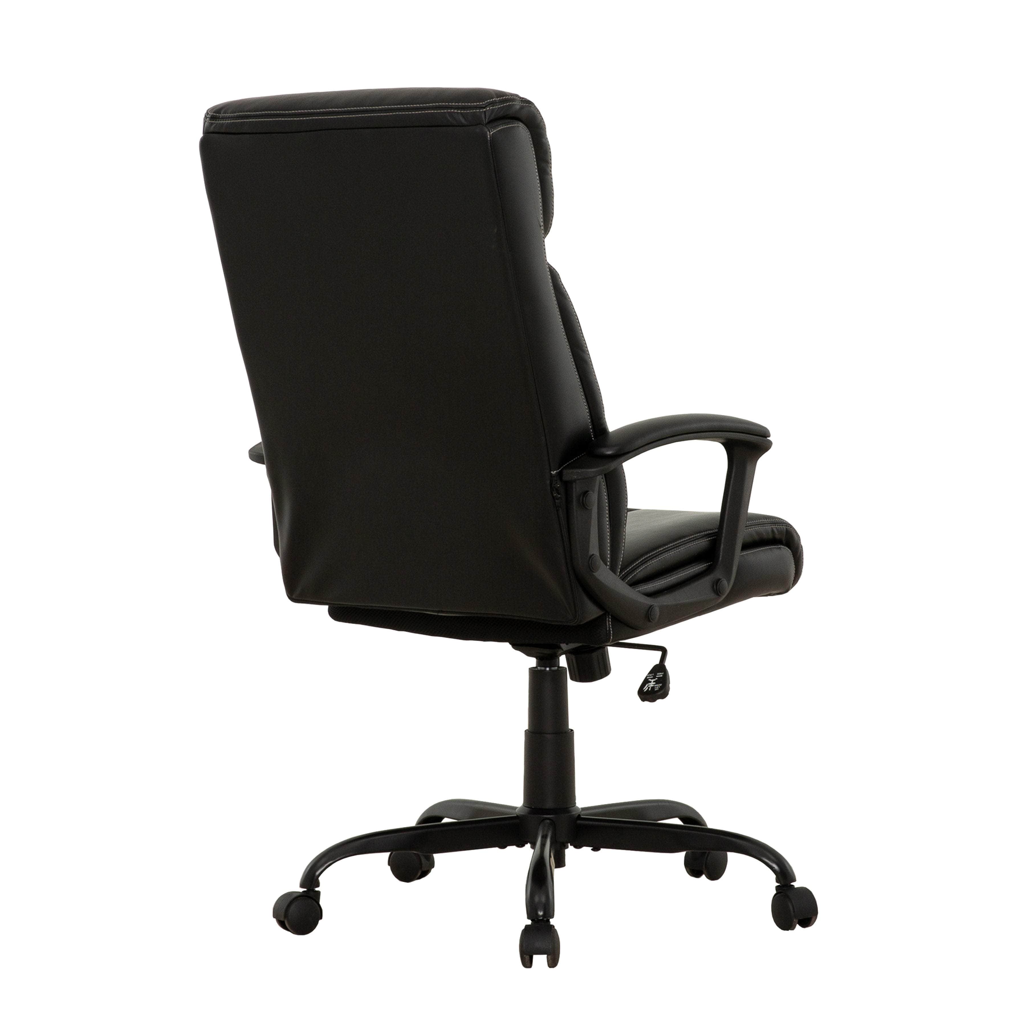 Sealy Zeus Black Faux Leather Swivel Office Chair - Ergonomic Executive Desk Chair for Home & Office Workspace