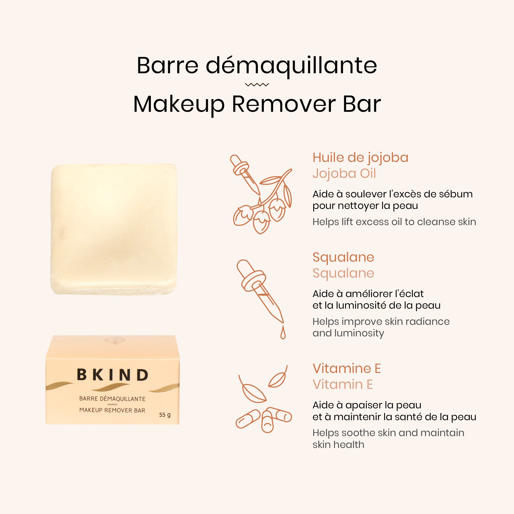Gentle Squalane & Vitamin E Makeup Remover Bar - Oil-Free Cleansing Soap for Sensitive Skin | Perfect for Travel, Gym & Daily Skincare Routine