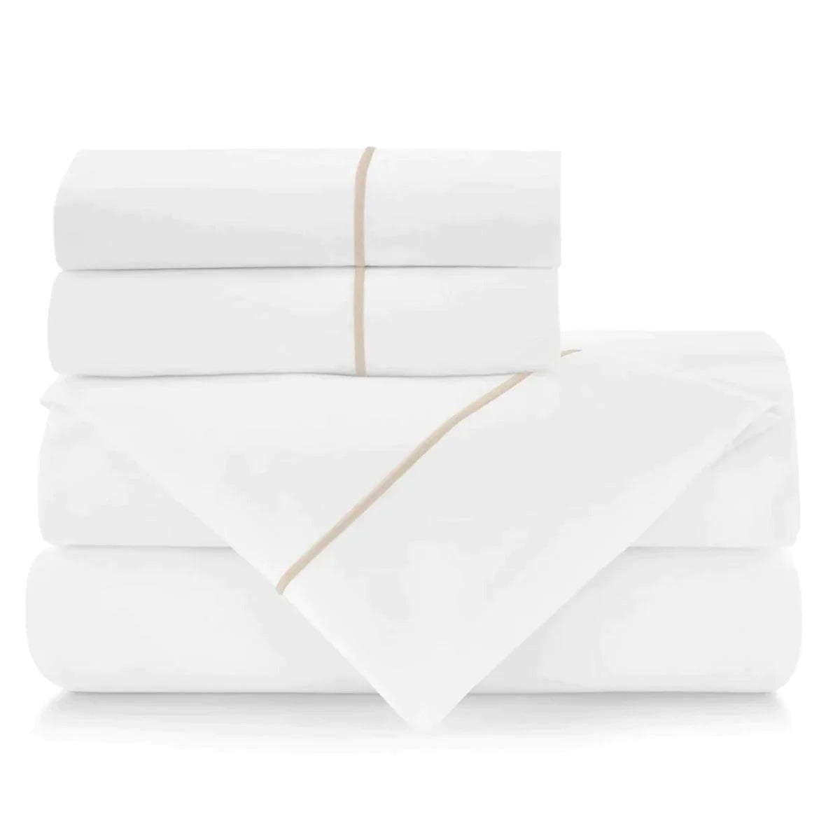 Luxury Embroidered Percale Cotton Sheet Set - 100% Breathable & Soft Bedding for Master Bedroom, Guest Room & Hotel Use