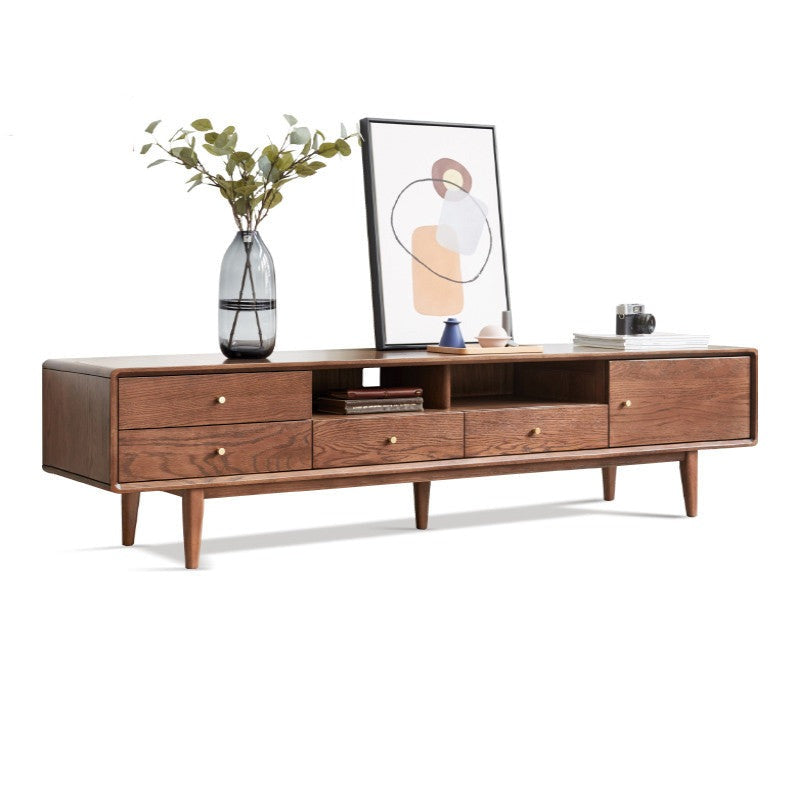 Stylish Oak Solid Wood Modern TV Stand - Nordic Design for Living Room & Entertainment Center | Perfect for 55-75 Inch TVs