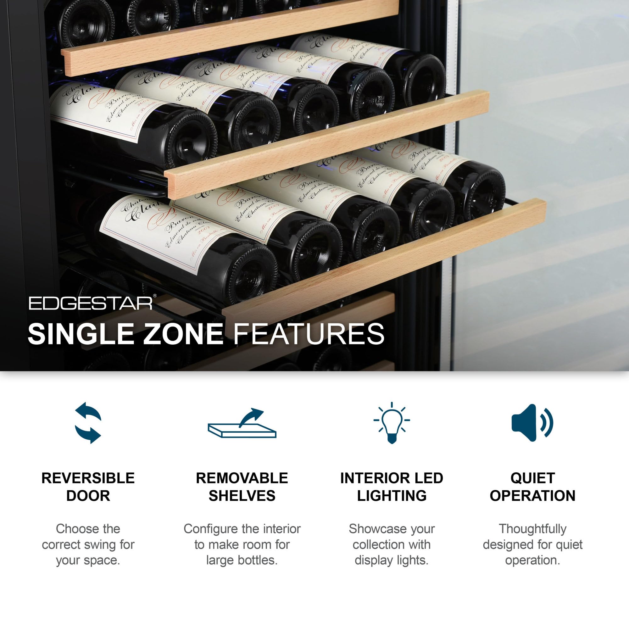 EdgeStar CWR302SZ 15 Inch Wide 25 Bottle Built-In Wine Cooler - Compact Under Counter Wine Fridge for Kitchen, Bar & Dining Room - Perfect for Home & Commercial Use