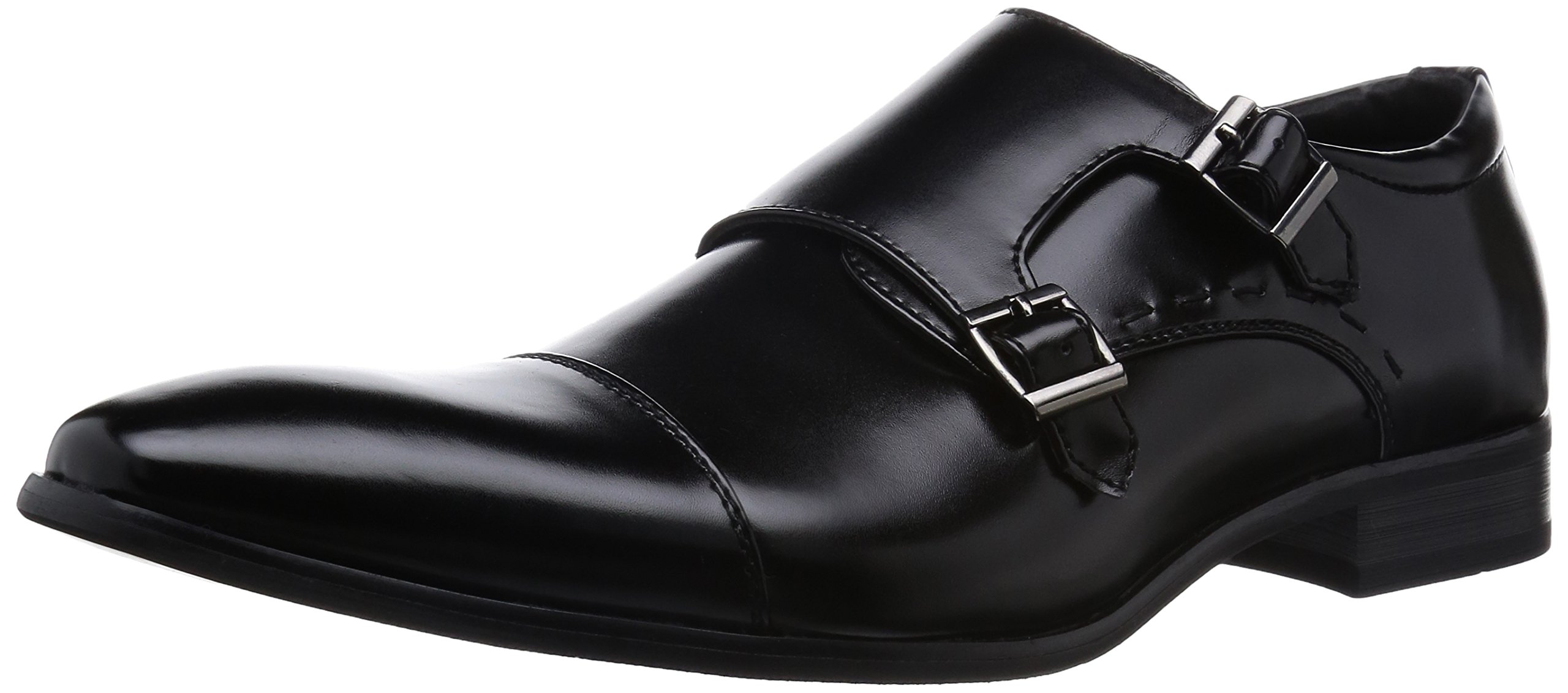 MM/ONE Men's Double Monk Strap Oxford Dress Shoes - Memory Foam Insole, Cap Toe, Black & Dark Brown - Perfect for Business, Formal Events & Office Wear