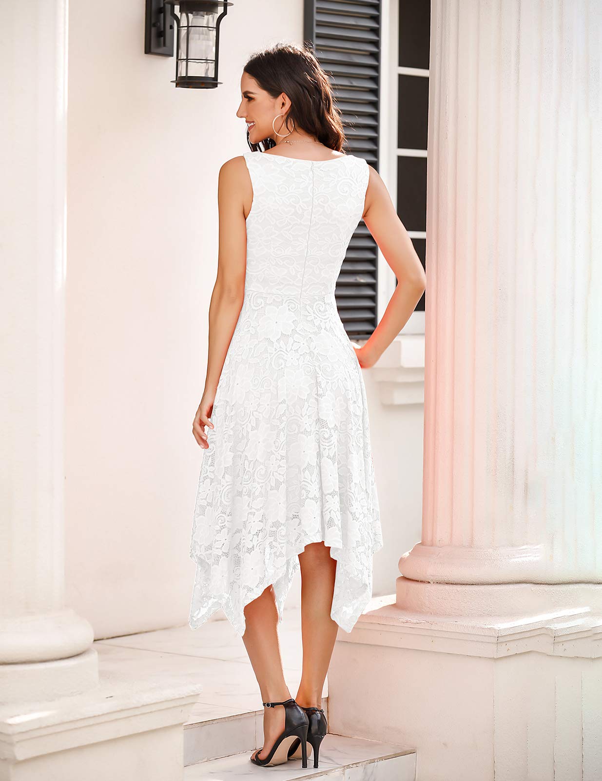 Meetjen Women's Elegant Lace Cocktail Party Dress 2025 - Handkerchief Hem Bridesmaid & Prom Formal Gown for Wedding Guest | Perfect for Evening Galas, Cocktail Parties & Special Occasions