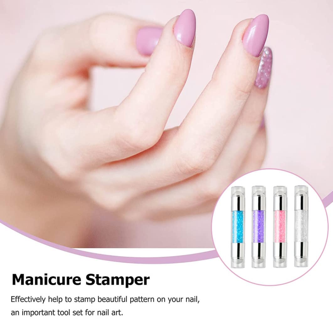 Professional Nail Art Stamper Kit with French Nail Stamp Plates & Polish Patterns - Purple Nail Printing Tool for DIY Manicure at Home or Salon