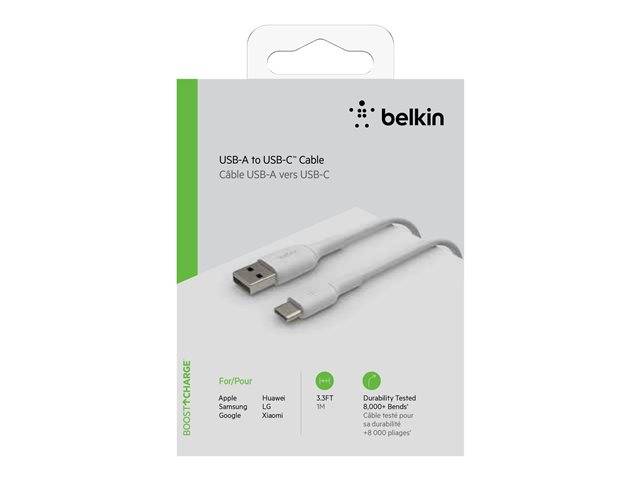 Belkin Boost Charge USB Type A to C Cable 3.3ft Fast Charging Cord - White | Compatible with iPhone 15/14/13, Samsung Galaxy, iPad & More | Perfect for Home, Office & Travel Charging