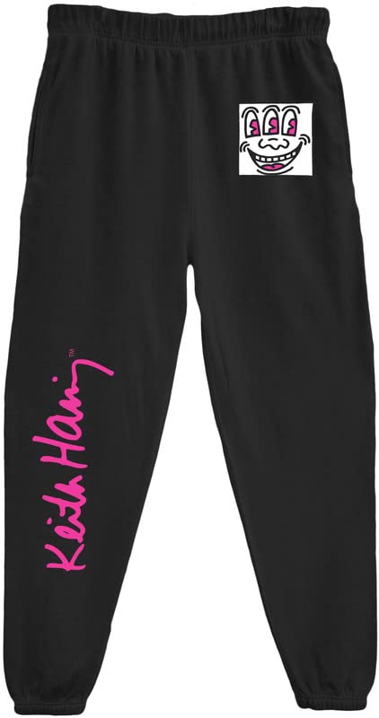 Keith Haring Three-Eyed Monster Black Jogger Sweatpants for Men & Women - Casual Lounge Wear, Street Style Fashion, Gym & Home Comfort